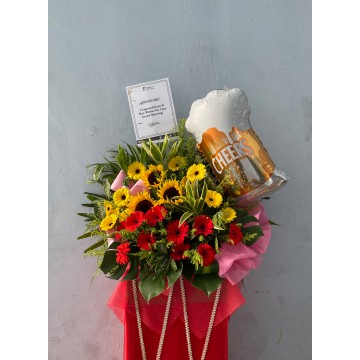 "Cheering You On!" | Congratulatory Floral Stand