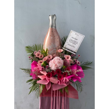 "Cheers To You!" | Congratulatory Floral Stand