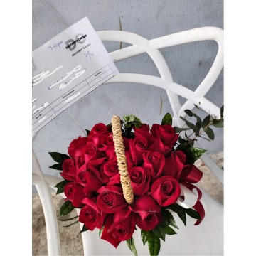 Basket Of Love - 20 Red Roses in a HEART SHAPE | Flower Basket